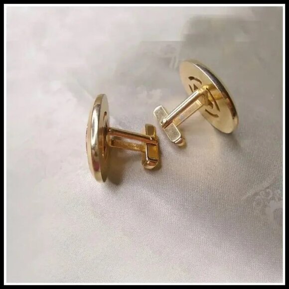 Vintage Goldstone Cufflinks Anson Cuff Links Retro Gift for Him - Picture 3 of 12
